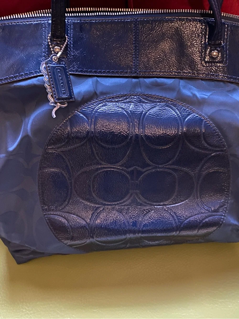Coach Navy Signature Circle Tote - Picture 1 of 5